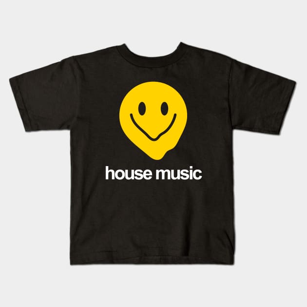 HOUSE MUSIC - DEFORM FACE YELLOW EDITION Kids T-Shirt by BACK TO THE 90´S